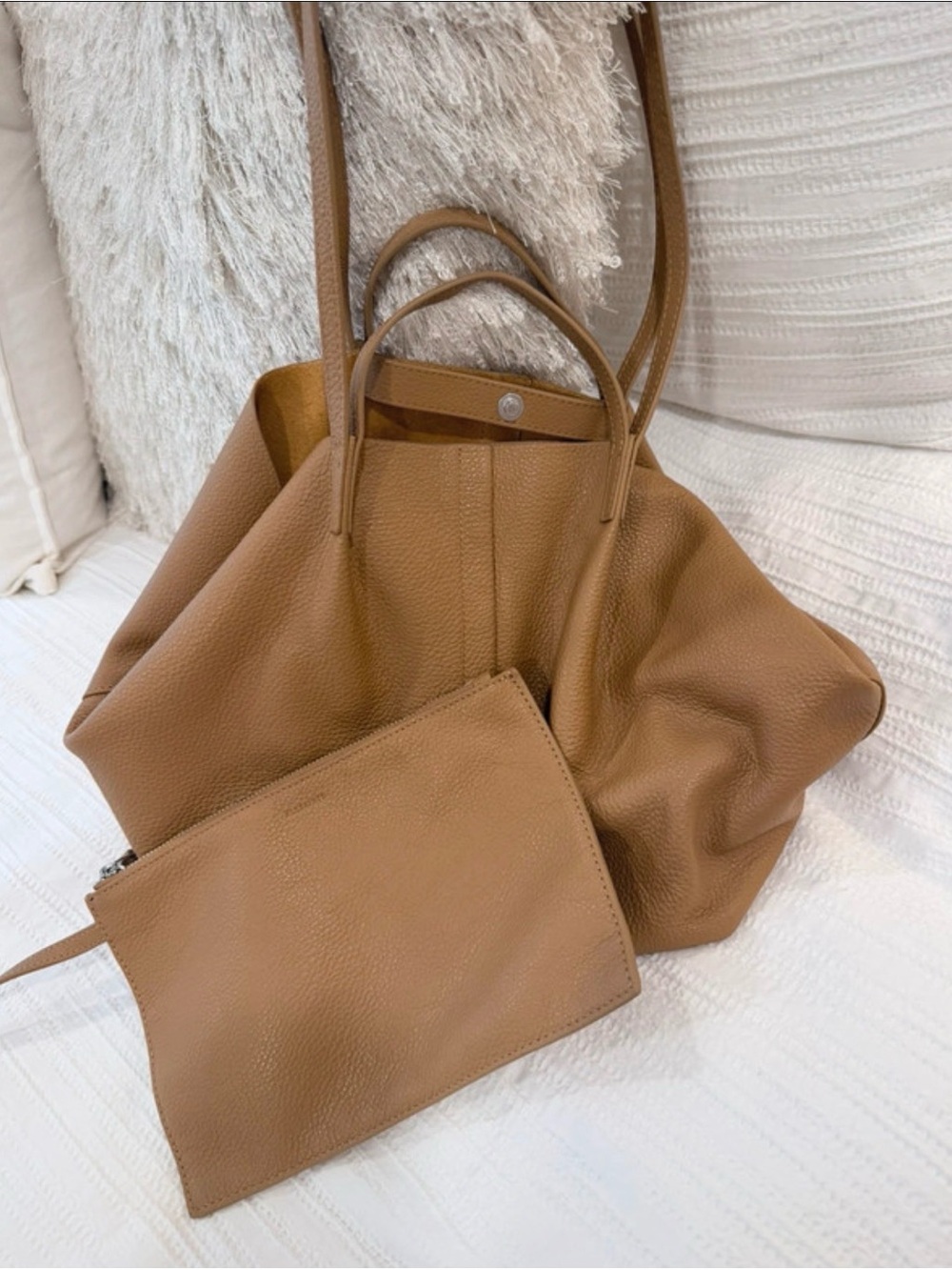 Allsaints Classic Tan Leather Tote with Wrislet & DUSTBAG! NWOT